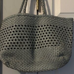 Elegant Woven Tote Bag - Gray